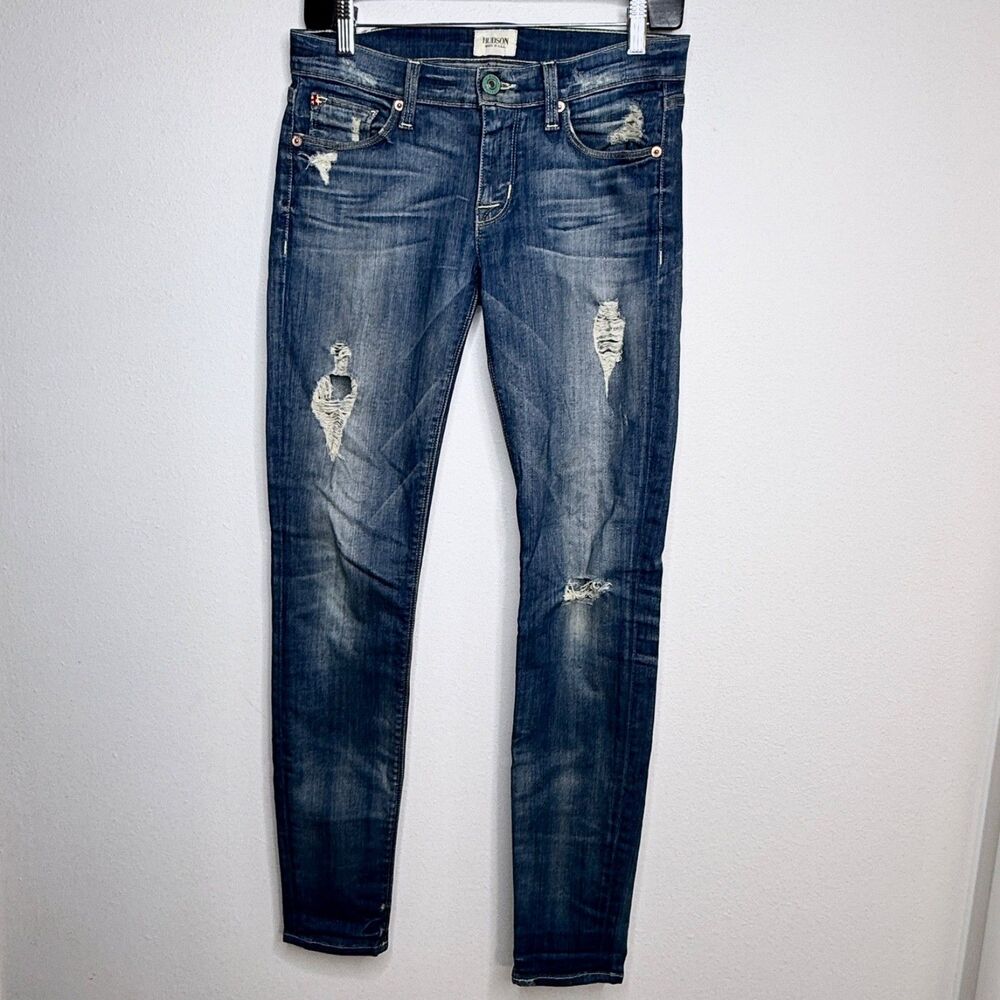 Hudson Jeans Women's Size 25 Blue Denim Krista Super Skinny Distressed Blon